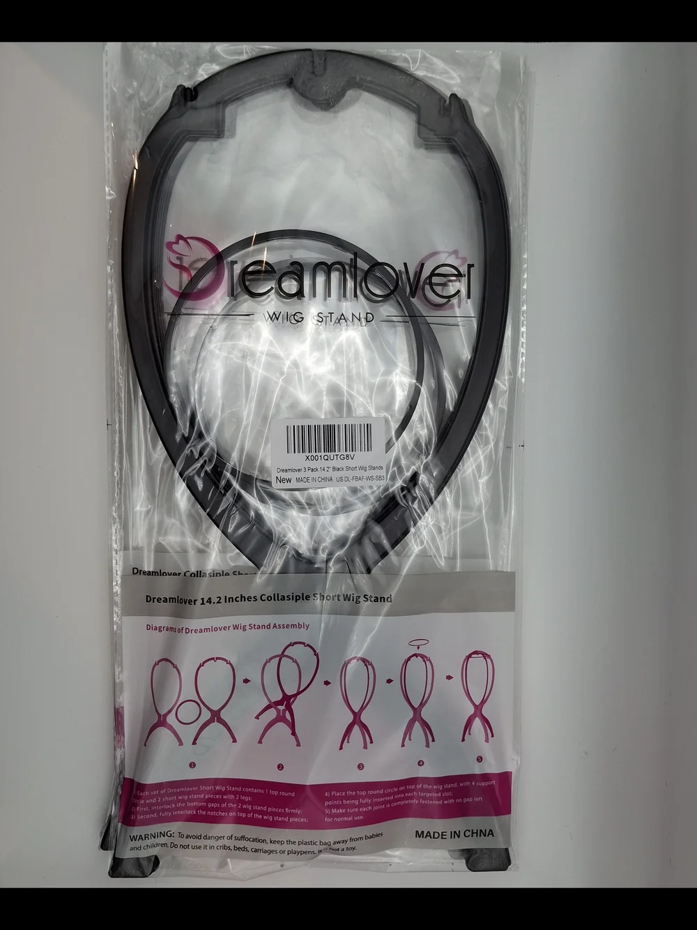 Dreamlover Wig Stand 3-Pack Portable Folding Wig Holders